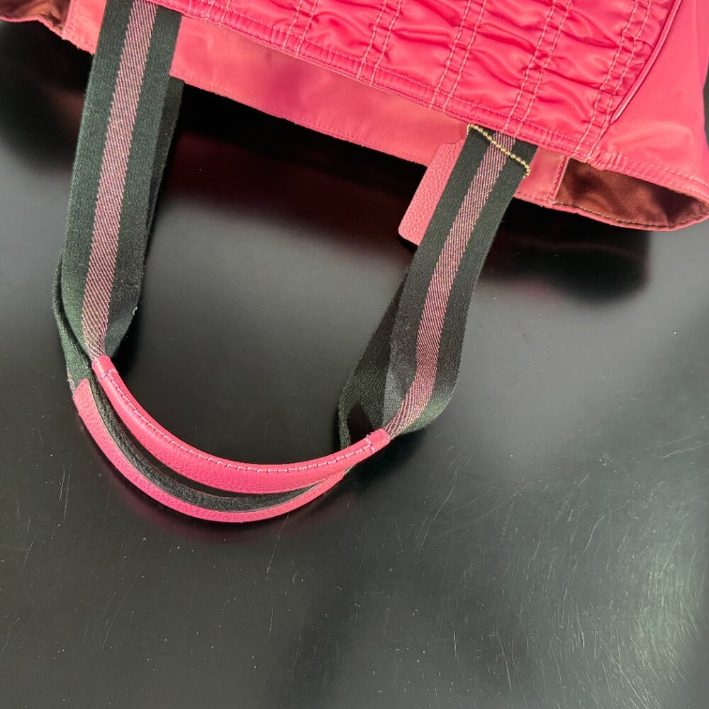 Coach C4093 Court Tote Shoulder Bag Confetti Pink Rouching Nylon w/Leather - Picture 10 of 15